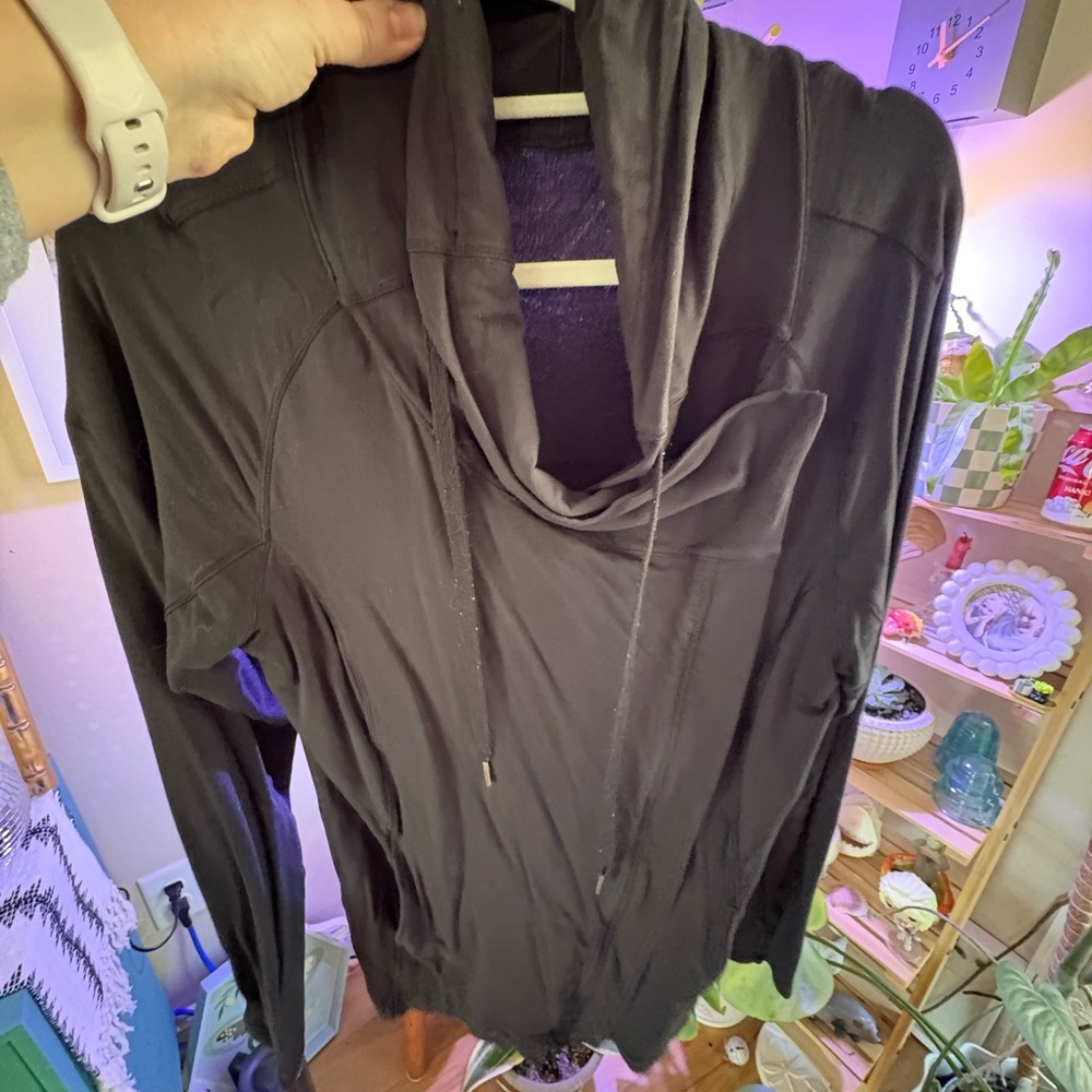 Lululemon wrap shirt/jacket Black Cowl Neck Long Sleeve Top